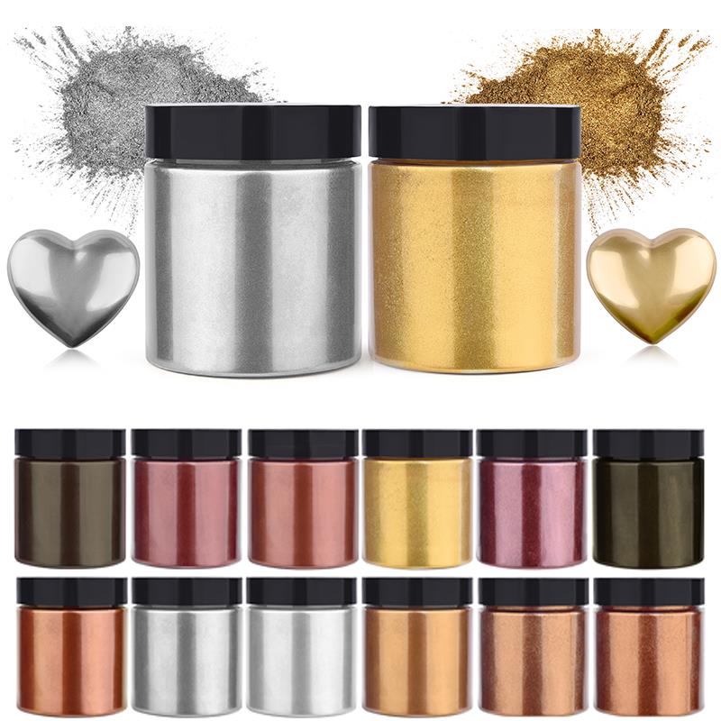 Resin Pigment Set - 50g brillo metálico oro plata Color