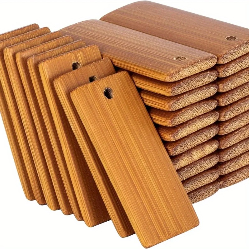 100 Etiquetas de Bambú Natural - Wood Ring Blank reseña y precio